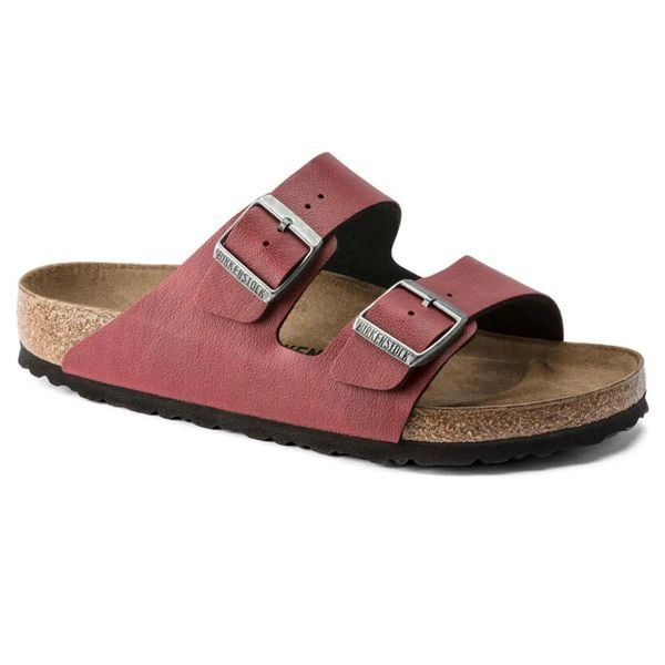 Klapki damskie Birkenstock Arizona BS Birko-flor. Czerwone klapki Birkenstock, bez wzorów, z materiału, eleganckie, bez obcasa, bez zapięcia. Za 287.00 zł.