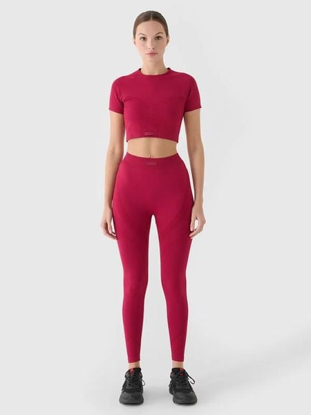 4F Legginsy trekkingowe w kolorze czerwonym rozmiar: M/L. Czerwone legginsy 4f, l, bez wzorów, z materiału, z podwyższonym stanem, outdoorowe. Za 113.63 zł.