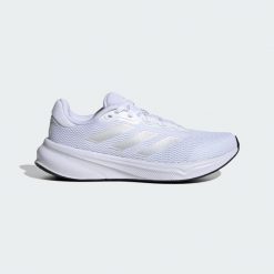 Buty Response. Białe buty do biegania adidas, bez wzorów, z gumy, bez zapięcia, do biegania. Za 264.99 zł.