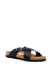 Comfortfusse Skórzane klapki w kolorze czarnym rozmiar: 44. Czarne klapki Comfortfüße, bez wzorów, klasyczne, z otwartym noskiem, bez obcasa, bez zapięcia. Za 252.99 zł.