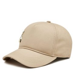 Czapka z daszkiem Patrizia Pepe. Brązowe czapki z daszkiem Patrizia Pepe, bez wzorów. Za 349.99 zł.