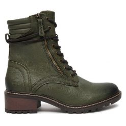 Botki Jana. Zielone botki JANA, bez wzorów, bez obcasa, na płaskiej podeszwie, bez zapięcia. Za 339.99 zł.