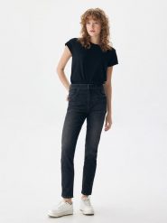LTB Dżinsy "Freya" - Slim fit - w kolorze antracytowym rozmiar: W26/L30. Czarne jeansy LTB, l, z aplikacjami, klasyczne, z podwyższonym stanem. Za 74.99 zł.