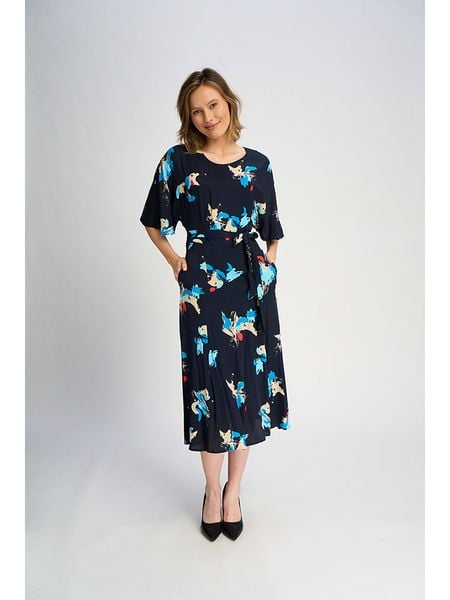 Marks & Spencer Sukienka w kolorze granatowym rozmiar: 36. Niebieskie sukienki Marks & Spencer, bez wzorów, z tkaniny, bez kołnierzyka, bez ramiączek, midi. Za 136.13 zł.