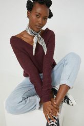 Only sweter damski kolor fioletowy lekki z golfem. Fioletowe swetry ONLY, l, bez wzorów, bez ramiączek. W wyprzedaży za 83.99 zł.