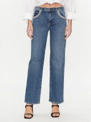 Guess Jeansy W5RA1N D5ACC Niebieski Skinny Fit. Niebieskie jeansy Guess, z aplikacjami, z bawełny. Za 429.99 zł.