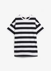 T-shirt oversize z czystej bawełny organicznej. Fioletowe t-shirty bonprix, bez wzorów, z bawełny, bez kołnierzyka, bez ramiączek. Za 64.99 zł.