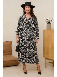 Curvy Lady Sukienka w kolorze czarno-kremowym rozmiar: 44/46. Brązowe sukienki Curvy Lady, bez wzorów, z wiskozy, klasyczne, bez kołnierzyka, bez ramiączek, maxi, rozkloszowane. Za 184.89 zł.