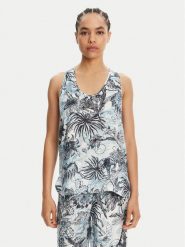 Just Cavalli Top 78PAH640 Niebieski Regular Fit. Niebieskie topy Just Cavalli, bez wzorów, z wiskozy, bez kołnierzyka, bez ramiączek. Za 659.99 zł.