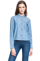 KOSZULA DAMSKA WRANGLER EXPLORER SHIRT LIGHT INDIGO W5R02SX4E 112130299. Niebieskie koszule Wrangler, s, bez wzorów, bez kołnierzyka, bez ramiączek. Za 159.99 zł.