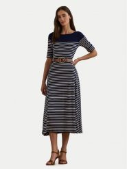 LAUREN RALPH LAUREN Sukienka codzienna 250957728002 Granatowy Regular Fit. Niebieskie sukienki Lauren Ralph Lauren, na co dzień, s, bez wzorów, z bawełny, bez kołnierzyka, bez ramiączek, proste. Za 449.99 zł.