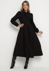 Czarna Wiskozowa Plisowana Sukienka z Wiązaniem Asorrise. Czarne sukienki Born2be, na co dzień, l, bez wzorów, z wiskozy, eleganckie, bez kołnierzyka, bez ramiączek. Za 169.99 zł.