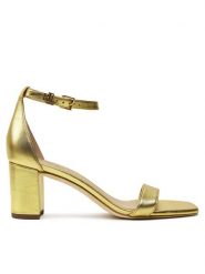 Lauren Ralph Lauren Sandały 802935562002 Złoty. Żółte sandały Lauren Ralph Lauren, bez wzorów, ze skóry, bez obcasa, na słupku, bez zapięcia. Za 559.99 zł.