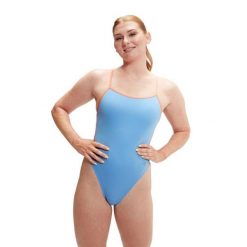 Strój Kąpielowy Speedo Solid Vback – Niebieski/Brzoskwiniowy – Rozmiar 38. Niebieskie stroje jednoczęściowe Speedo, bez wzorów, sportowe. Za 1,427.89 zł.