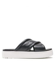 Ugg Klapki W Zayne Crossband 1128635 Czarny. Czarne klapki UGG, bez wzorów, ze skóry, bez obcasa, bez zapięcia. Za 419.99 zł.