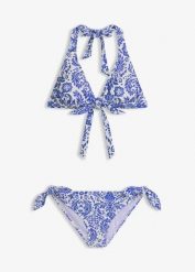 Bikini z ramiączkami łączonymi na szyi (komp. 2-cz.). Białe bikini bonprix, bez wzorów. Za 79.99 zł.