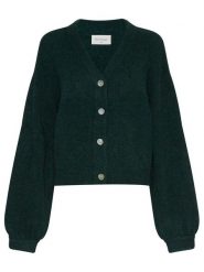 MOSS COPENHAGEN Kardigan "Petrinelle" w kolorze ciemnozielonym rozmiar: L/XL. Zielone swetry Moss Copenhagen, l, bez wzorów, z poliamidu, bez ramiączek. Za 158.84 zł.