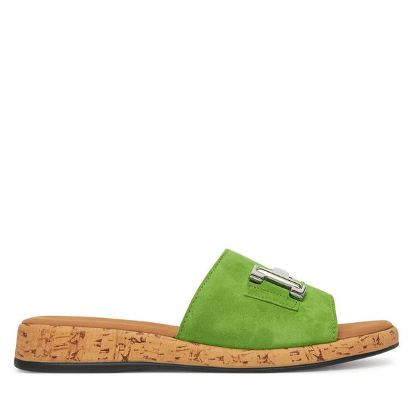 Klapki Gabor. Zielone klapki Gabor, bez wzorów, bez obcasa, bez zapięcia. Za 429.99 zł.