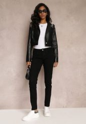 Czarne Jeansy Skinny Regular Waist Adja. Czarne jeansy Renee, bez wzorów, z jeansu, klasyczne. W wyprzedaży za 67.99 zł.
