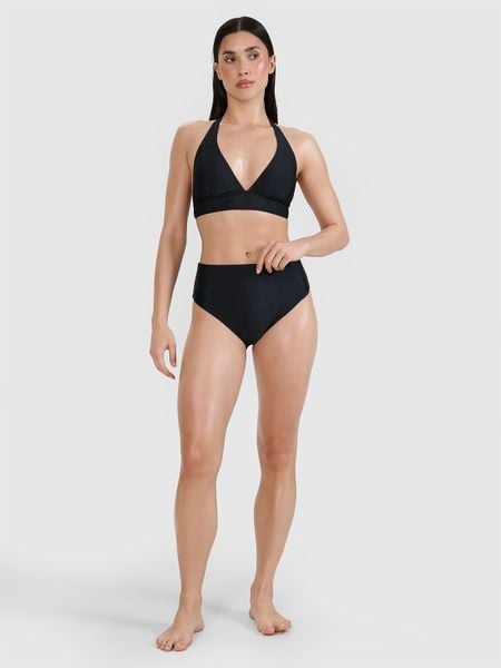4F Dół od bikini damski - czarny S. Czarne bikini 4f, bez wzorów, z elastanu, eleganckie. W wyprzedaży za 39.99 zł.