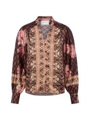 Neo Noir Bluzka damska - Massima Botanical Kobiety brązowy|pomarańczowy|wielokolorowy wzorzysty, 40. Brązowe bluzki Neo Noir, bez wzorów, z syntetyku, eleganckie, bez kołnierzyka, bez ramiączek. Za 229.95 zł.