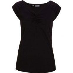 Top shirtowy z dekoltem w serek. Zielone topy bonprix, bez wzorów, bez kołnierzyka, bez ramiączek. Za 54.99 zł.