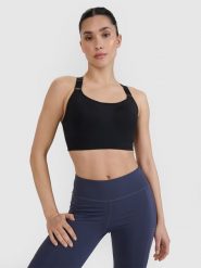 4F Biustonosz treningowy z wysokim wsparciem - czarny M. Czarne biustonosze sportowe 4f, bez wzorów. W wyprzedaży za 129.99 zł.