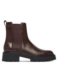Calvin Klein Sztyblety Chunky Chelsea Boot Pol Lth HW0HW03267 Czarny. Czarne botki Calvin Klein, bez wzorów, ze skóry, bez obcasa, na płaskiej podeszwie, bez zapięcia. Za 699.99 zł.