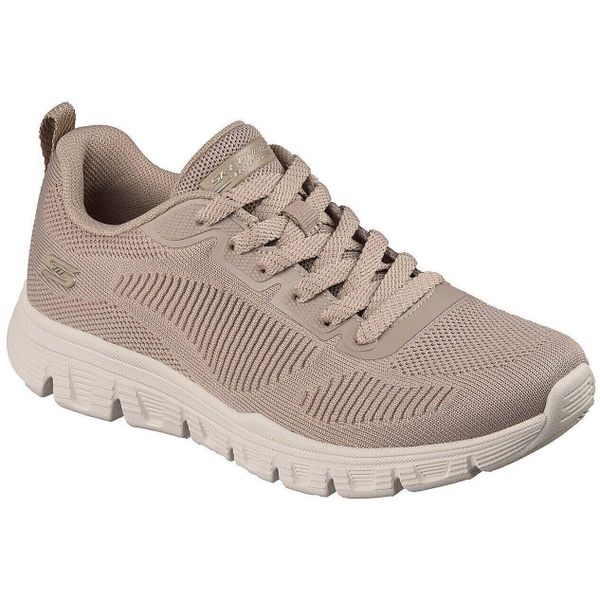 Buty sportowe damskie Skechers Bobs B Lite. Brązowe buty trekkingowe Skechers, bez wzorów, z materiału, bez zapięcia, trekkingowe. Za 249.00 zł.