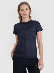 4F Koszulka rowerowa szybkoschnąca damska - czarna XL. Czarne t-shirty sportowe 4f, l, bez wzorów, z dzianiny, bez ramiączek, rowerowe. W wyprzedaży za 99.99 zł.