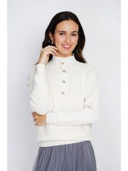 ASSUILI Kaszmirowy sweter w kolorze białym rozmiar: 42. Białe swetry Assuili, bez wzorów, z kaszmiru, klasyczne, bez ramiączek. Za 149.45 zł.