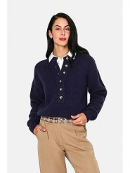 ASSUILI Sweter w kolorze granatowym rozmiar: 38. Niebieskie swetry Assuili, bez wzorów, z kaszmiru, klasyczne, bez ramiączek. Za 188.95 zł.