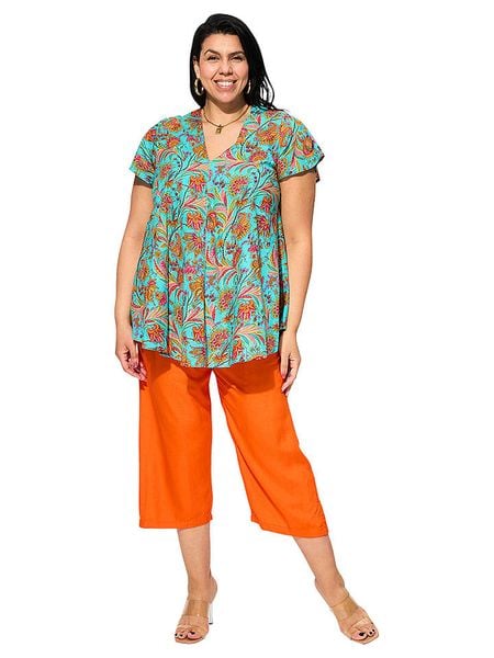 Aller Simplement Bluzka w kolorze turkusowym rozmiar: 50/52. Niebieskie bluzki Aller Simplement, bez wzorów, z bawełny, klasyczne, bez kołnierzyka, bez ramiączek. Za 83.42 zł.