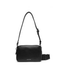Calvin Klein Torebka Webbing Double Strap Camera Bag LV04F3165G Czarny. Czarne listonoszki Calvin Klein, bez wzorów, ze skóry, bez dodatków. Za 339.99 zł.