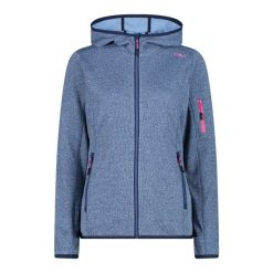 Bluza damska z kapturem CMP Knit-Tech. Niebieskie bluzy CMP, bez wzorów, bez ramiączek, z kapturem. Za 317.00 zł.