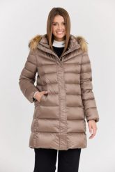 HETREGO Beżowa damska kurtka puchowa Leonie Quilted Woman Jacket With Detached Hood, Rozmiar 38 EU - 42 IT. Brązowe kurtki HETREGO, bez wzorów, z poliamidu. W wyprzedaży za 1,649.99 zł.