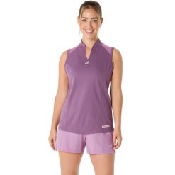 Damski tank top Asics. Fioletowe topy ASICS, bez wzorów, sportowe, bez kołnierzyka, bez ramiączek. Za 189.50 zł.