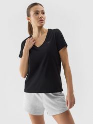 4F T-shirt gładki damski - czarny XS. Czarne t-shirty 4f, xs, bez wzorów, z bawełny, sportowe, bez kołnierzyka, bez ramiączek. W wyprzedaży za 39.99 zł.
