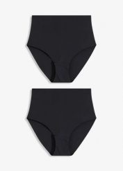 Bezszwowe figi o lekkim stopniu modelowania sylwetki (2 pary). Czarne bielizna modelująca bonprix, bez wzorów. Za 77.99 zł.