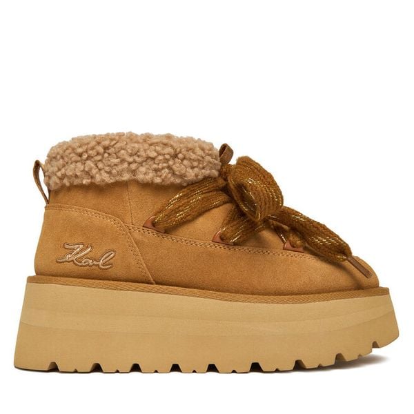 Śniegowce KARL LAGERFELD. Brązowe śniegowce KARL LAGERFELD, bez wzorów, bez zapięcia. Za 699.99 zł.