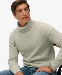 Superdry Sweter z podwijanym golfem The Merchant Store. Brązowe swetry Superdry, l, bez wzorów, z materiału, vintage, bez ramiączek. Za 408.75 zł.