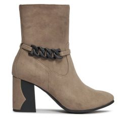 Botki Caprice. Brązowe botki Caprice, bez wzorów, bez obcasa, na słupku, bez zapięcia. Za 279.99 zł.