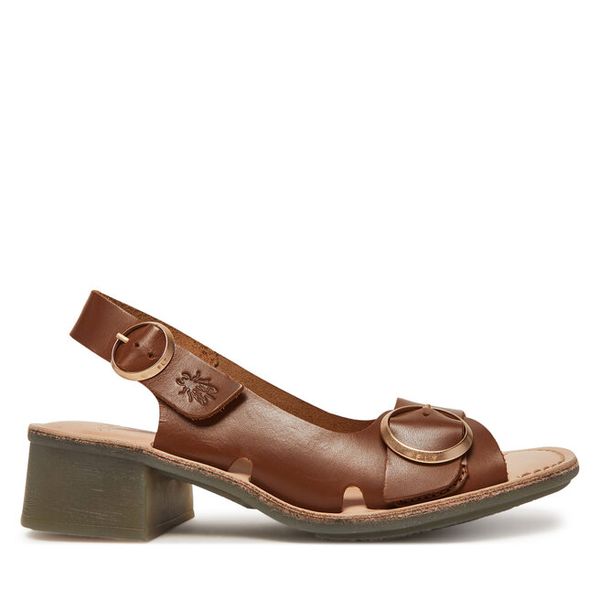 Sandały Fly London. Brązowe sandały Fly London, bez wzorów, bez obcasa, na słupku, bez zapięcia. Za 505.99 zł.