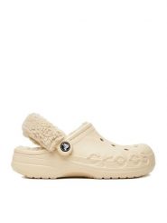 Crocs Klapki C-BAYA LINED FUZZ STRAP CLOG 206633-11S Beżowy. Brązowe klapki Crocs, bez wzorów, z tworzywa sztucznego, bez obcasa, bez zapięcia. Za 169.99 zł.