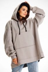 Bluza damska oversize z kapturem bawełna premium szara. Szare bluzy Infinite You, l, z aplikacjami, z bawełny, eleganckie, bez ramiączek, z kapturem. Za 299.00 zł.