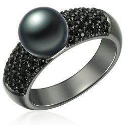 Valero Pearls Pierścionek z perłą srebro wysokiej próby Cyrkonia Perła hodowlana słodkowodna czarny Pierścionki 1 ct Damski. Czarne pierścionki Valero Pearls, z cyrkonią, srebrne. Za 419.99 zł.