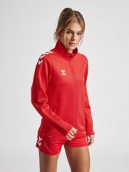 Bluza do piłki ręcznej damska Hummel Core XK Poly Zip Sweat Woman. Czerwone bluzy z kapturem Hummel, xl, bez wzorów, z dresówki, bez kaptura, na golfa. Za 198.50 zł.
