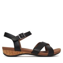 Sandały Josef Seibel. Czarne sandały Josef Seibel, bez wzorów, bez obcasa, na płaskiej podeszwie, bez zapięcia. Za 409.99 zł.