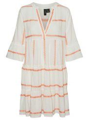 Vero Moda Sukienka w kolorze kremowo-pomarańczowym rozmiar: M. Brązowe sukienki Vero Moda, m, bez wzorów, z bawełny, bez kołnierzyka, bez ramiączek, midi. Za 118.84 zł.