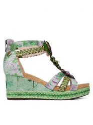 Laura Vita Sandały Facyo 72 Zielony. Zielone sandały LAURA VITA, bez wzorów, ze skóry, bez obcasa, na koturnie, bez zapięcia. Za 449.99 zł.